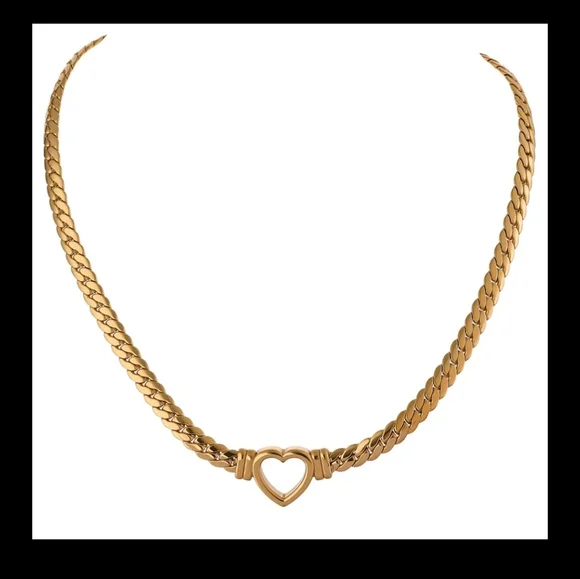 Gold Heart Choker Necklace - Picture 2 of 8